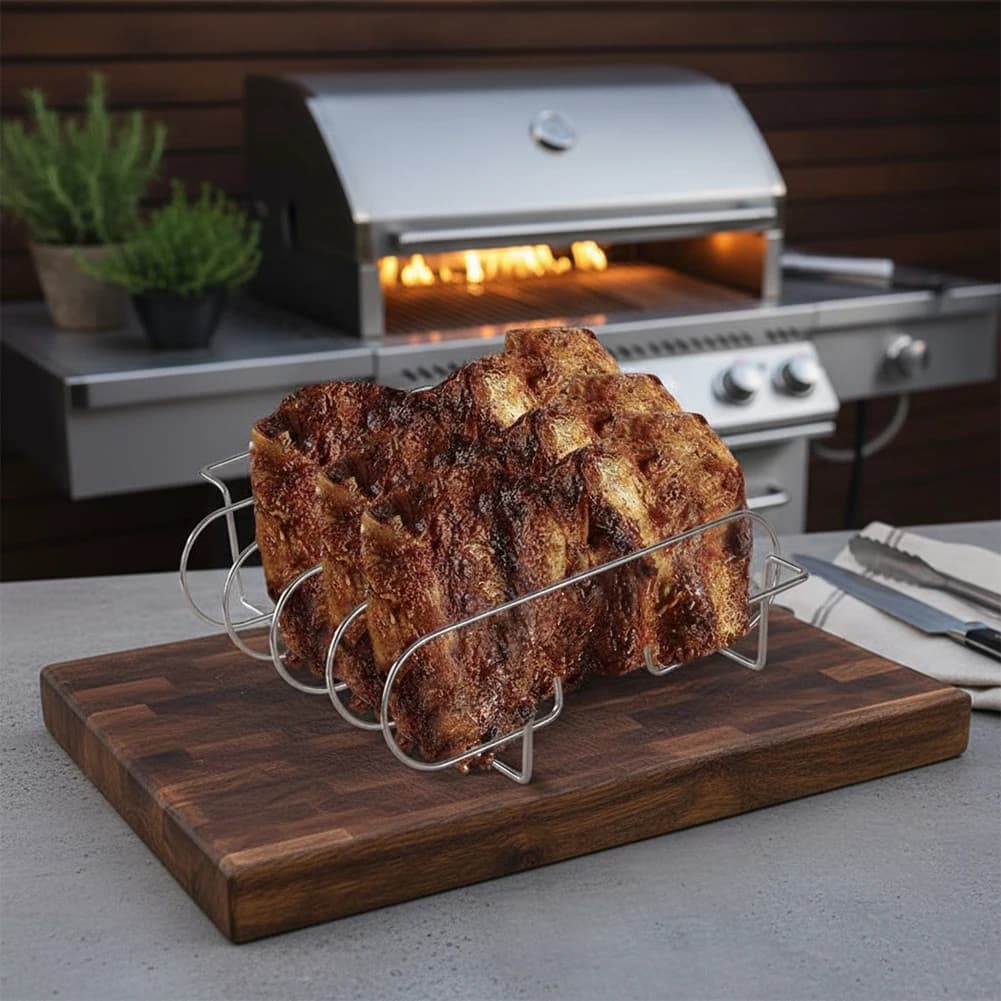 Griglia in Metallo Antiaderente per Bistecche, Cotolette di Agnello e Applicazioni con Friggitrice ad Aria 31.5x26x7.3cm Nero Argento Dimensioni