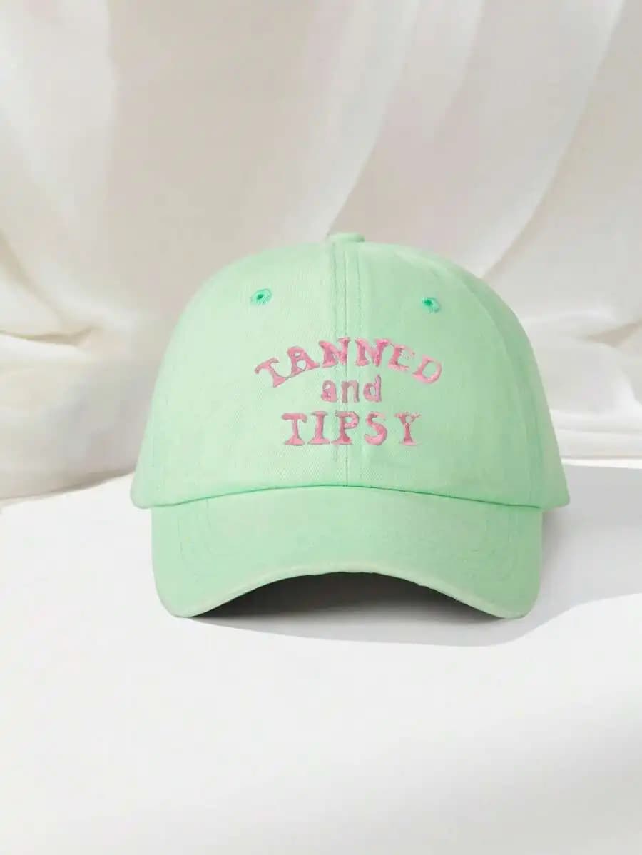 Mint Green Embroidered Tanned And Tipsy Baseball Cap Adjustable Casual Sun Hat