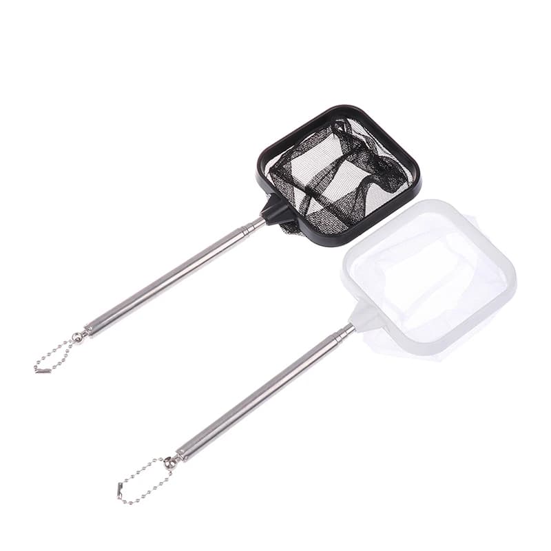 Rete da pesca quadrata per acquario con ventosa, manico lungo estensibile, attrezzatura da pesca per la cattura di pesci, gamberetti, accessori puliti