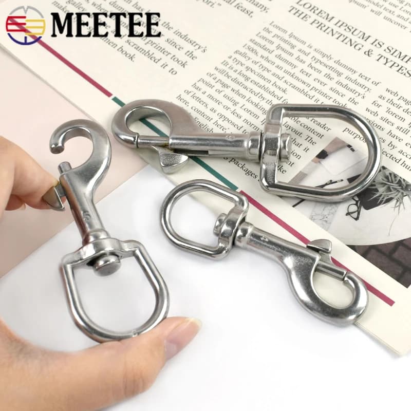 1/2 Pezzi Moschettone Girevole in Acciaio Inox 304 da 65-120mm, Fibbia a Gancio per Guinzaglio per Cani, Moschettone di Sicurezza per Campeggio, Accessorio Fai-da-te