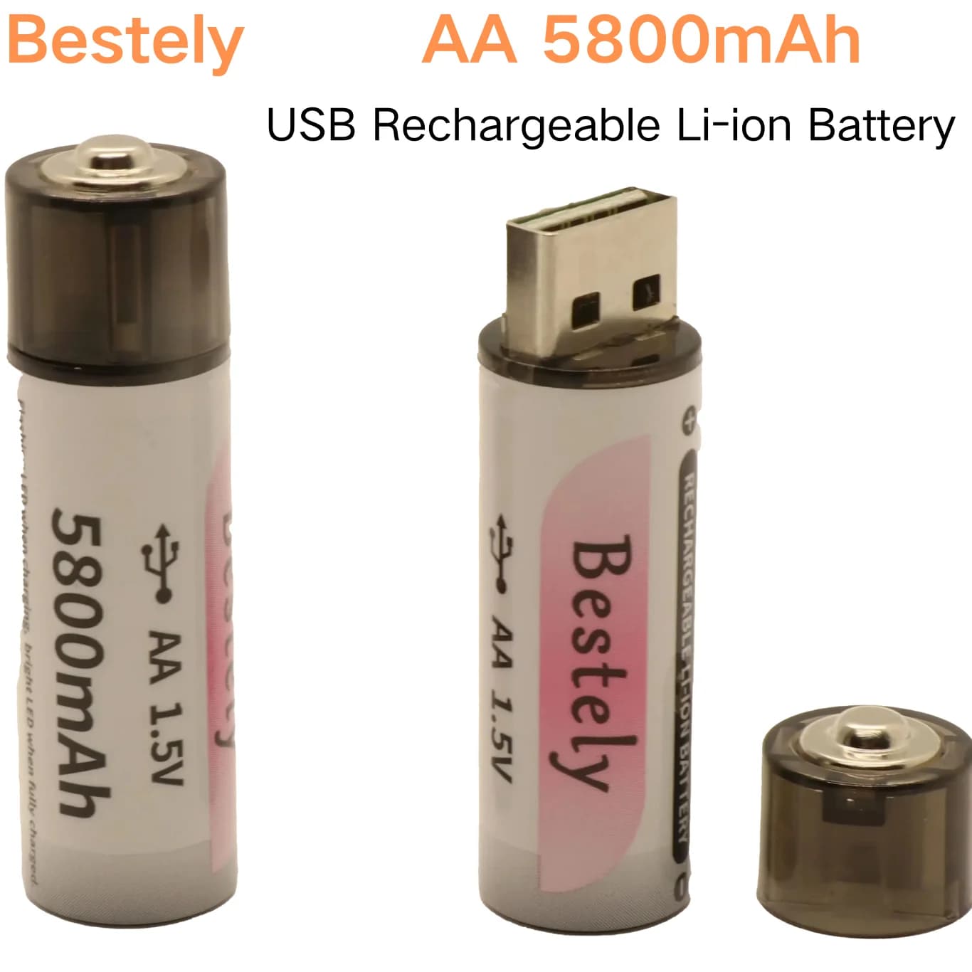Nuova Batteria AA Ricaricabile al Litio USB 1.5v 5800mAh 2025, Alta Capacità 5800mAh | Ricarica rapida in 1,5 ore e lunga durata