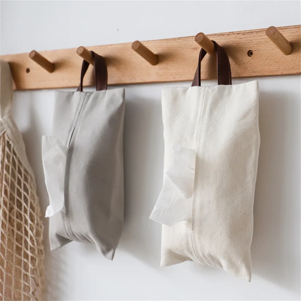 Japanese style hanging napkin case for cosmetics bag for handkerchiefs in canvas organizer for car bags for office at home