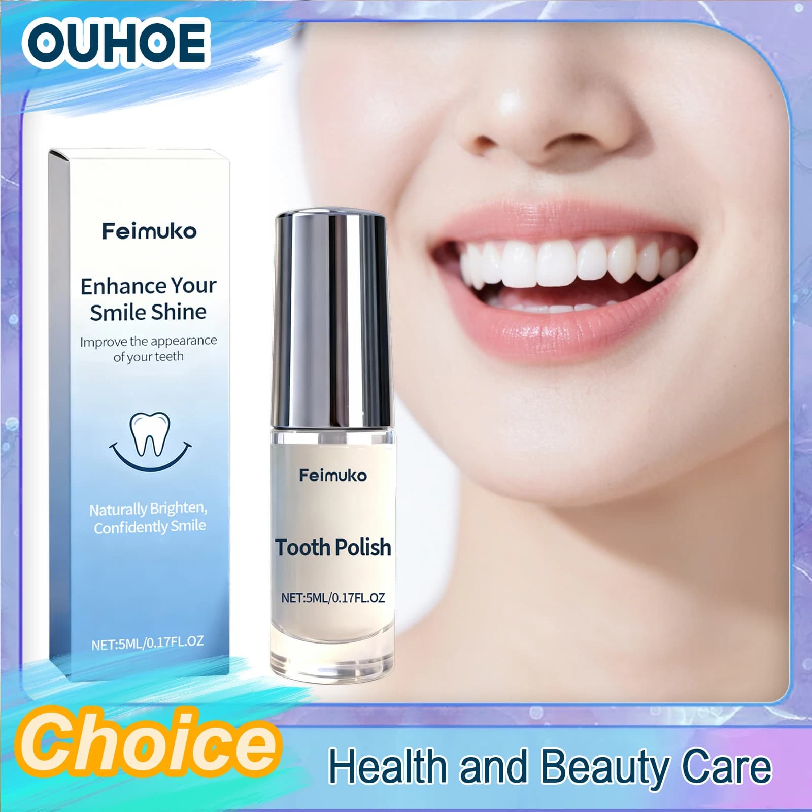 Detergente sbiancante per denti: rimuove le macchie di pigmenti, alito fresco, lenisce le gengive, protezione dello smalto, rinforza e lucida i denti.