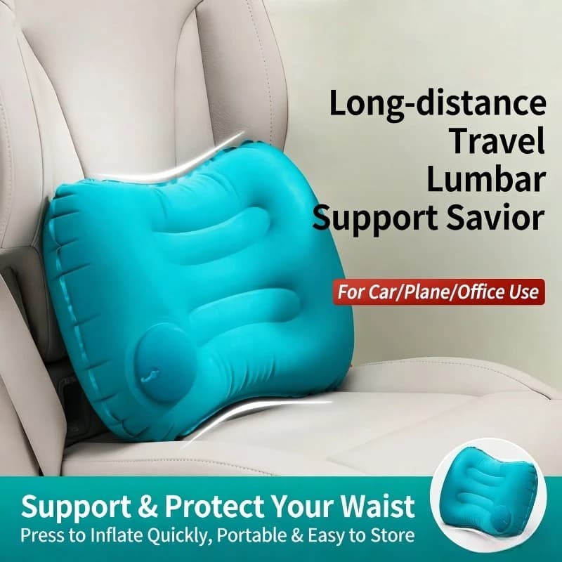 Cuscino da Viaggio Gonfiabile Automatico Portatile, Cuscino Lombare per Aereo, Cuscino per Dormire Prono, Protezione Lombare