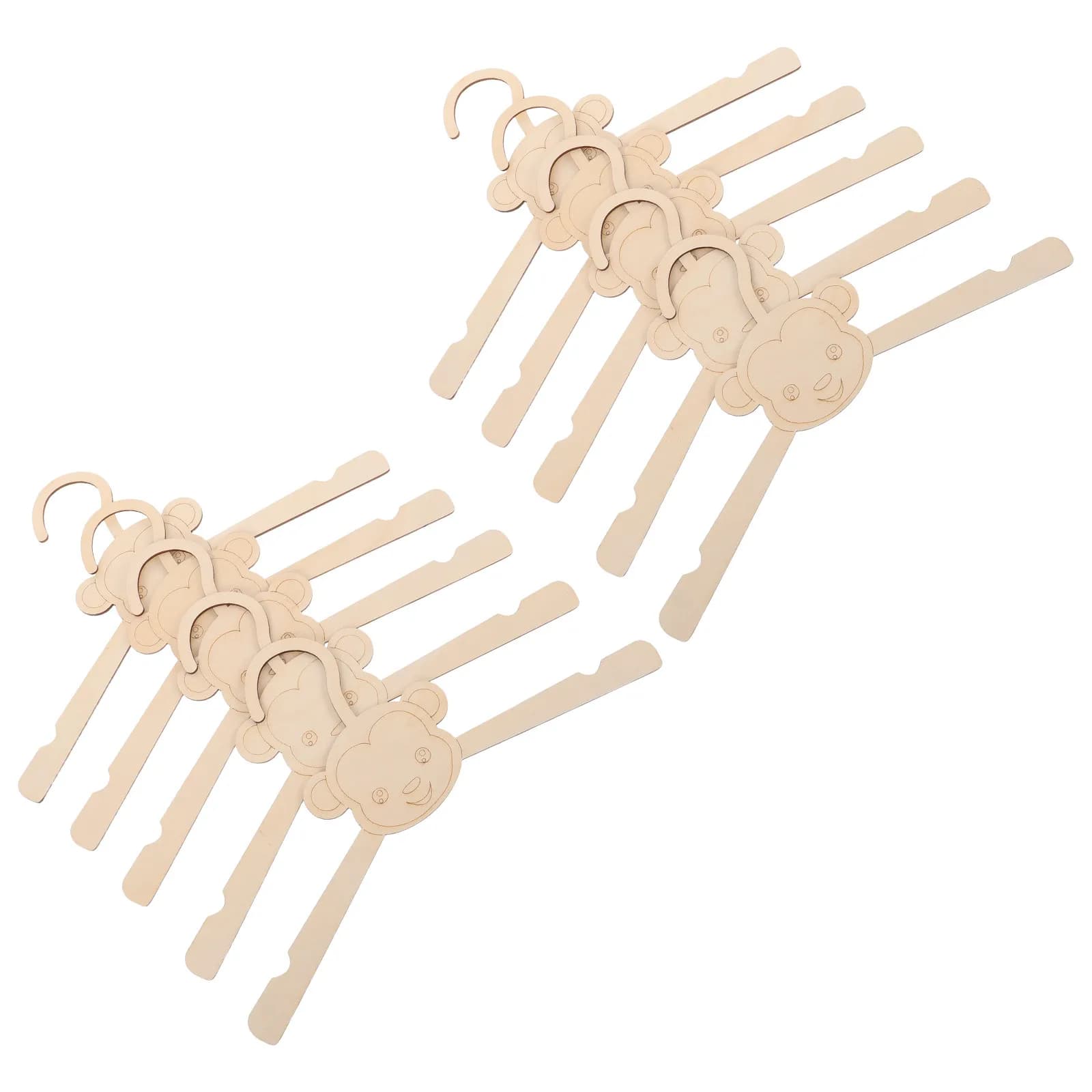 10Pcs Wooden Hangers Monkey Animal Shape Nursery Clothes Organizer Closet Cute Wooden Hangers