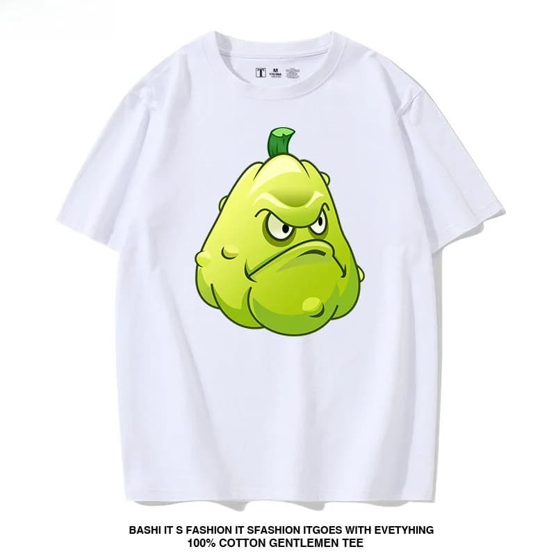 Plant VS Zombie T-Shirt Summer Trend for Kids Unisex Cotton Short Sleeve Cartoon Print Breathable Casual round Neck Top