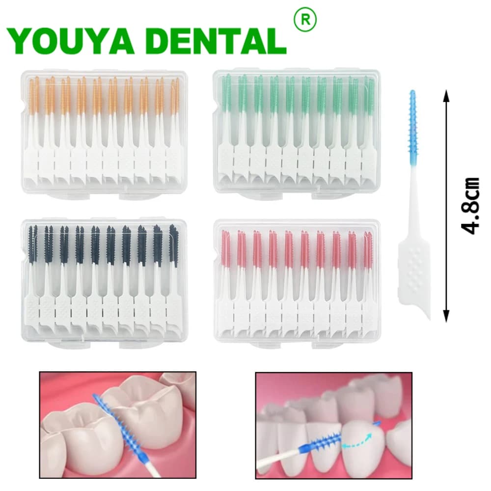 Spazzole interdentali a 2 scatole spazzola interdentale in Silicone tra i denti stuzzicadenti ortodontico spazzola per filo interdentale strumento per la pulizia orale monouso