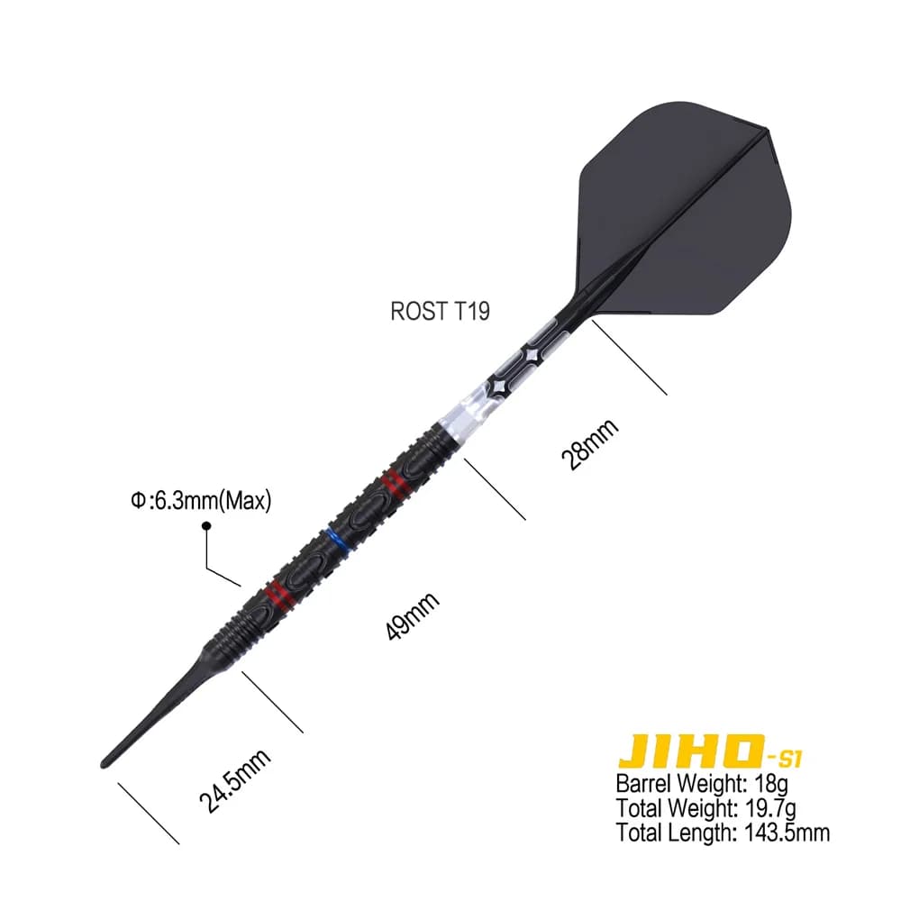 CUESOUL JIHO S1 Set di freccette con punta morbida al 90% di tungsteno con rivestimento in titanio-18/20 g