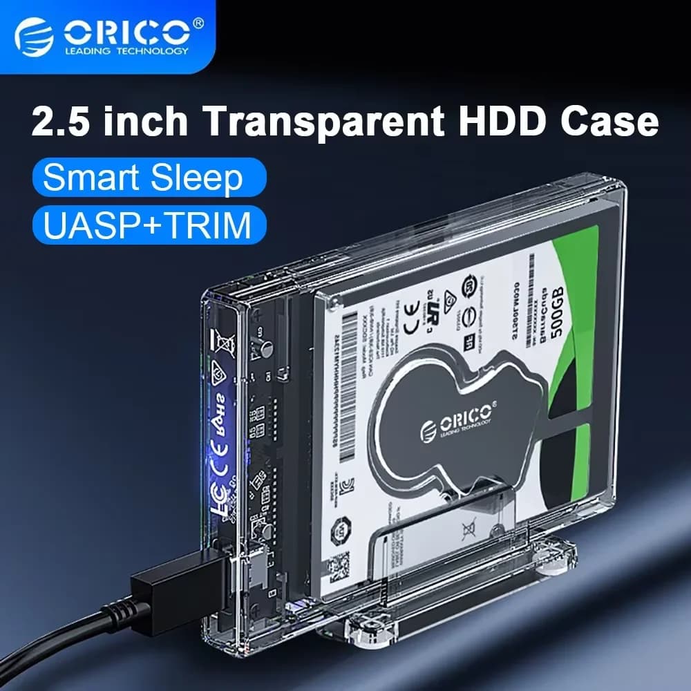 Custodia per disco rigido ORICO da 2,5 ''SATA a USB 3.0 Tipo-C per disco rigido SSD HDD Box Custodia trasparente Custodia per HDD esterna HD