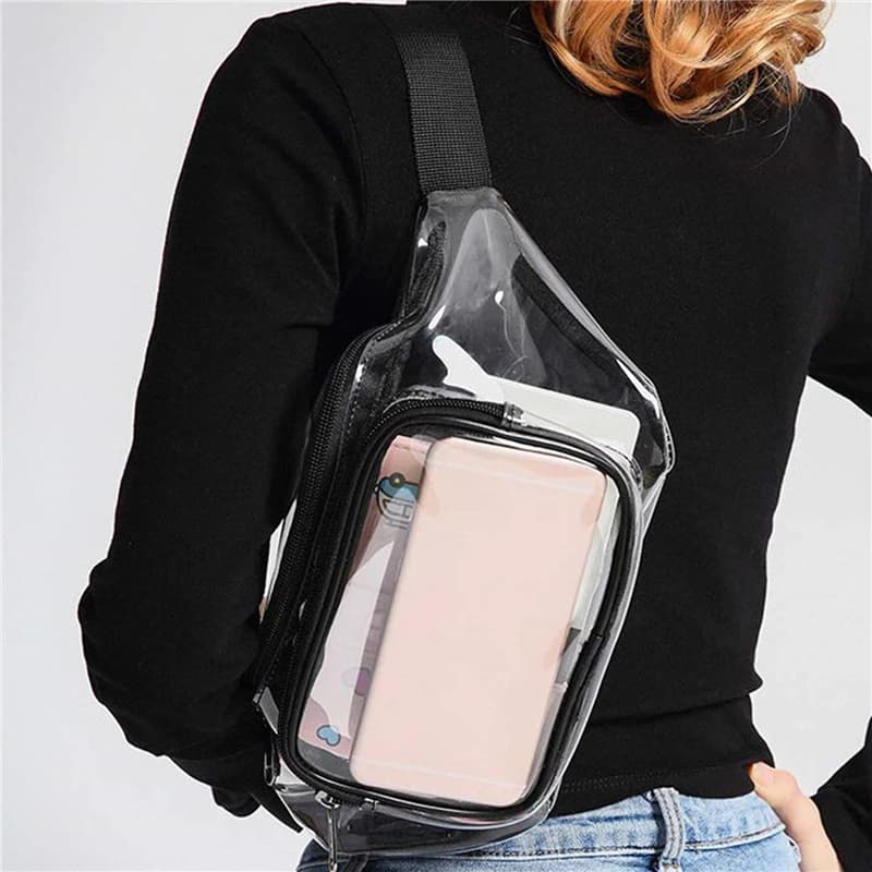 1 piece PVC Women's Waist Bag, Belt Waist Bag, Angle Waist Bag, Transparent, Transparent, Narrow Cellular Waist Bag
