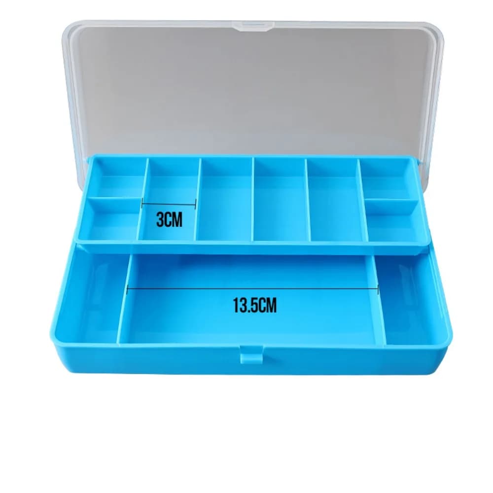 Multi-layer Transparent Blue PP Fishing Equipment Box with 11 Parts Soft bait container