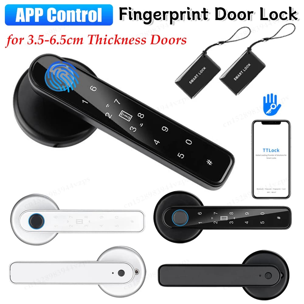 Serratura digitale Serratura biometrica per impronte digitali Smart Home Anti Peeping TTLOCK Controllo APP Tipo-C Ricarica Serratura intelligente
