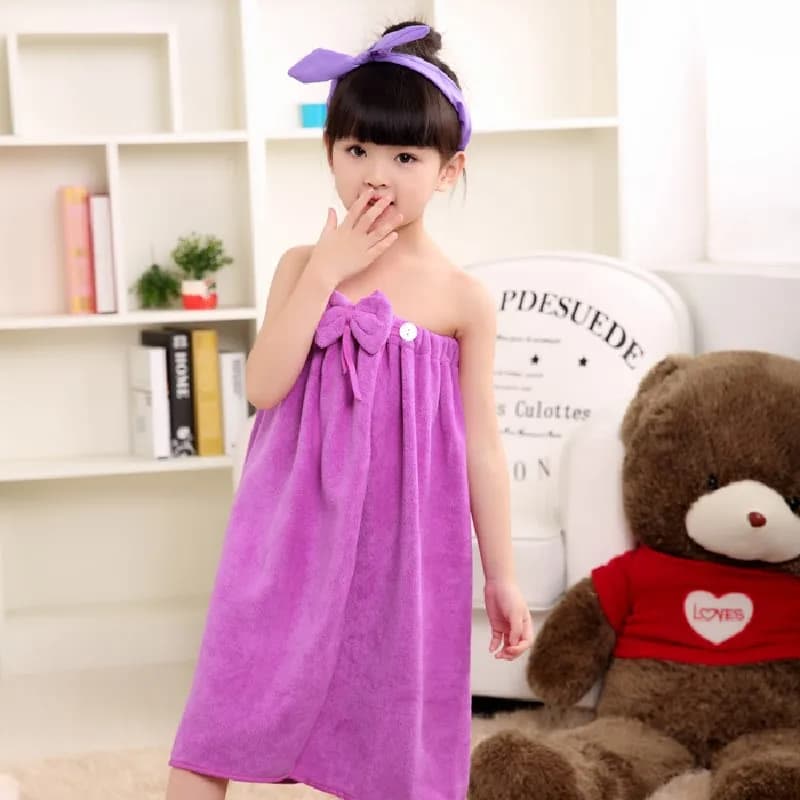 Cute Bowknot For Kids Tube Top Type Bathroom Towel Simple Color Solid Newborn Soft Bathroom Towel Super Absorbent Children's Bathrobe