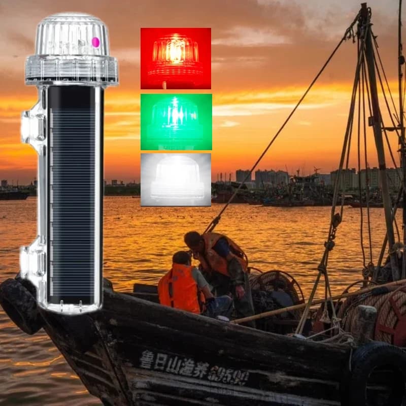 [Senza flash] Luce di segnalazione solare per barche, luce di segnalazione a rete, boa da pesca per yacht, accessori di avviso di navigazione notturna anti-LED