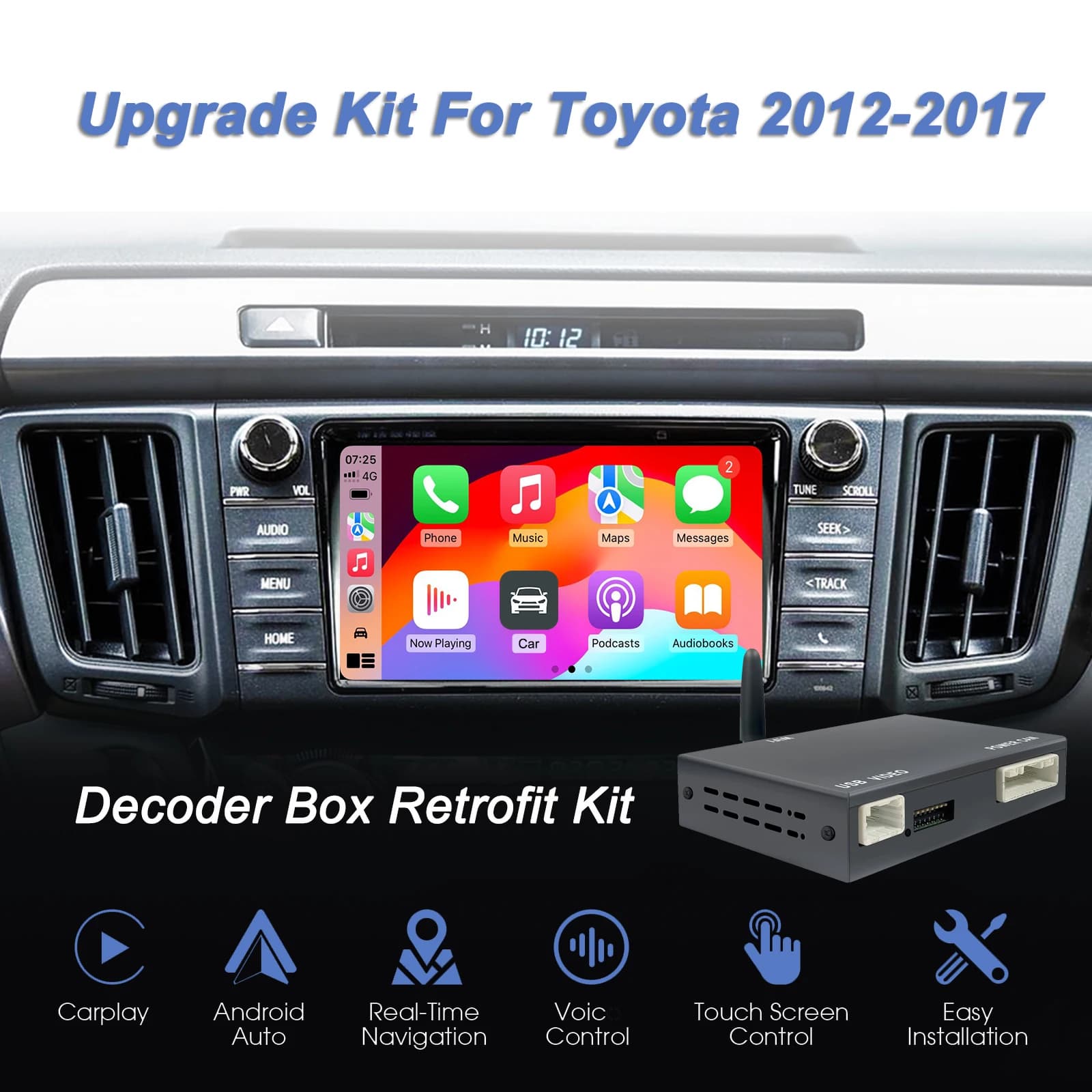 Scatola decodificatore per kit retrofit automatico Android CarPlay wireless per Toyota Touch 2 e sistema Entune 2 Modello 2012-2017 Mantieni il controllo OEM