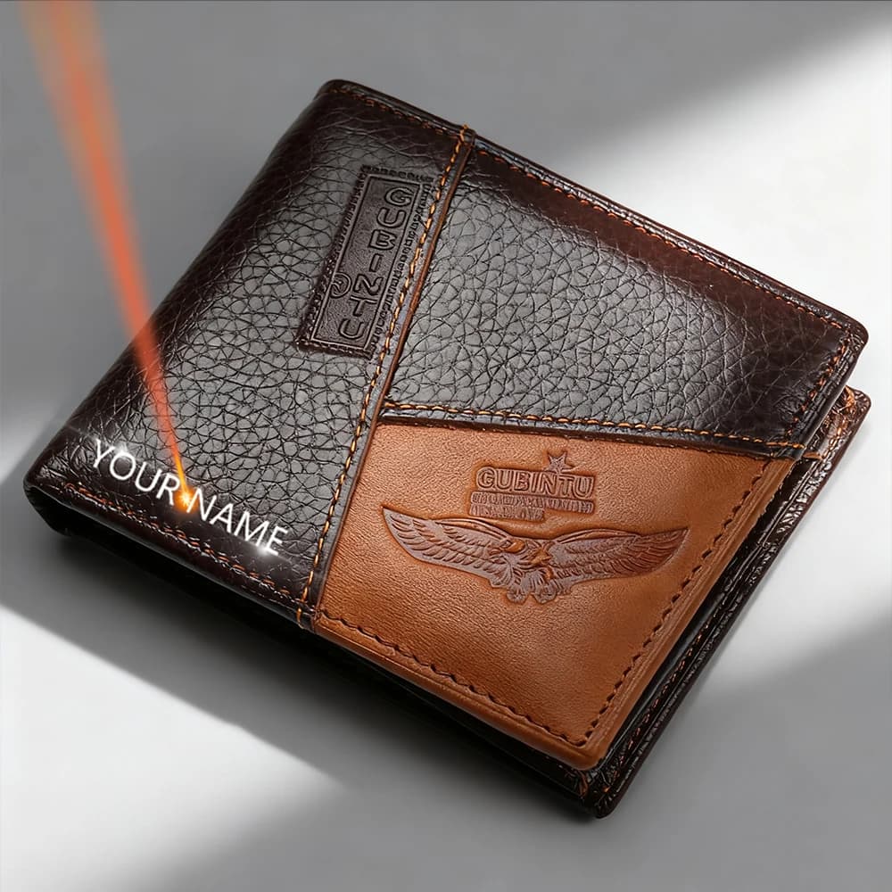Customized Men's Short Wallet With Name Straight Wallet in Real Cow Leather Credit Card Holder High Quality Men's Bag