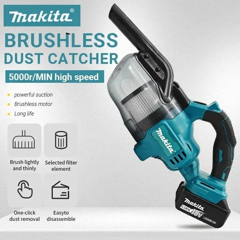 Makita Portable Cordless Vacuum Cleaner Brushless Handheld Dust Blower for Car Floor Cleaning Fit Makita 18V Battery