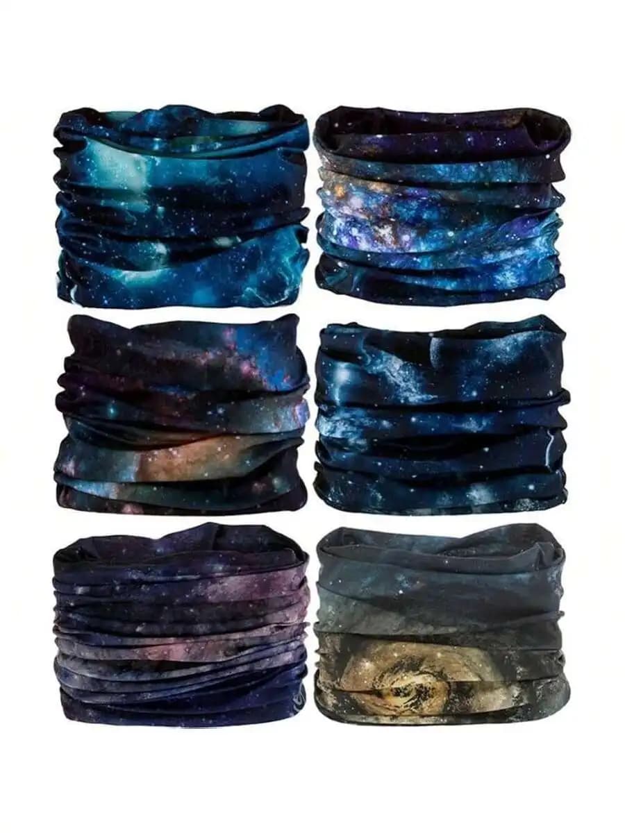 Maschera per il viso con bandana e sciarpa magica con stampa Galaxy per uomo e donna, 6 pezzi