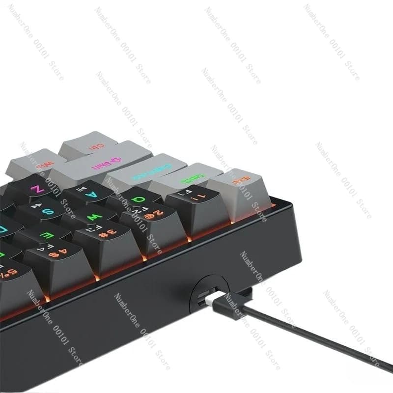 Tastiera meccanica compatta a 61 tasti, interruttori sostituibili a caldo cablati, tastiera per giochi e ufficio con illuminazione RGB regolabile