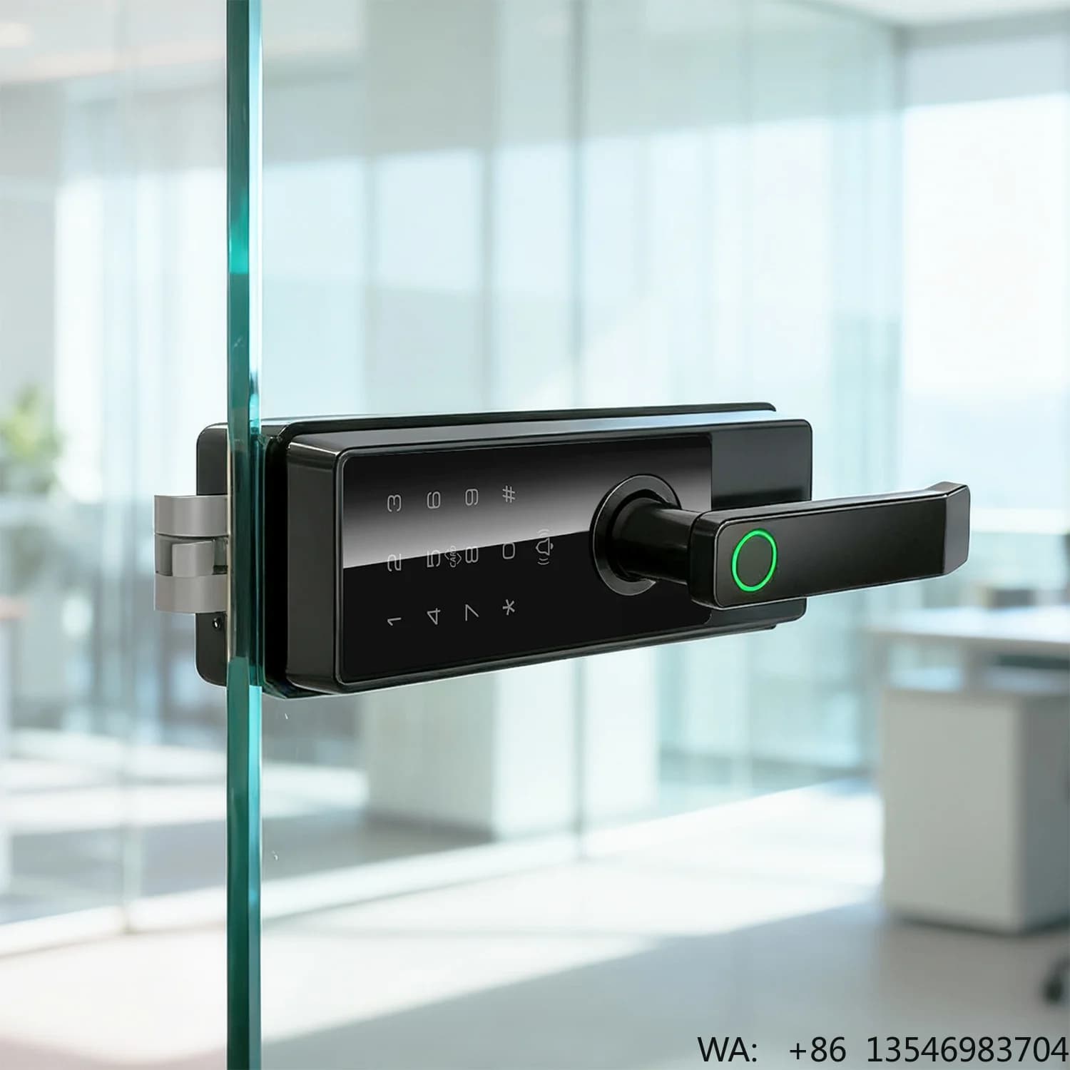 Tolink Office Frameless Glass Door Handle Biometric Fingerprint Digital Electronic Tuya Smart Lock for Glass Door