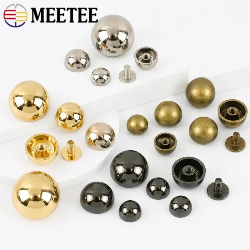 30Pcs 8-20mm Metal Round Button Rivet Buckle Zinc Alloy for Handbag Clothing Decor Leather Craft Sewing Replacement Accessory