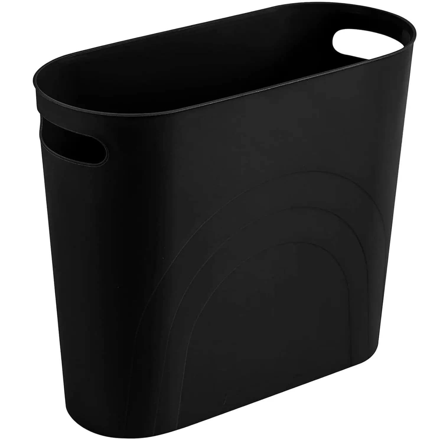 Cestino per Rifiuti Sottile da 3,5 Galloni, Contenitore in Plastica con Manici per Spazi Ristretti, Bagno, Cucina, Ufficio, Nero