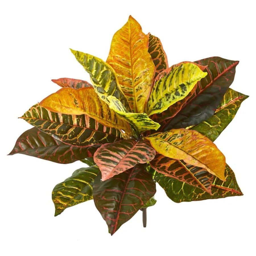 21" Garden Croton Artificial Plant Real Touch 4-Piece Multicolor
