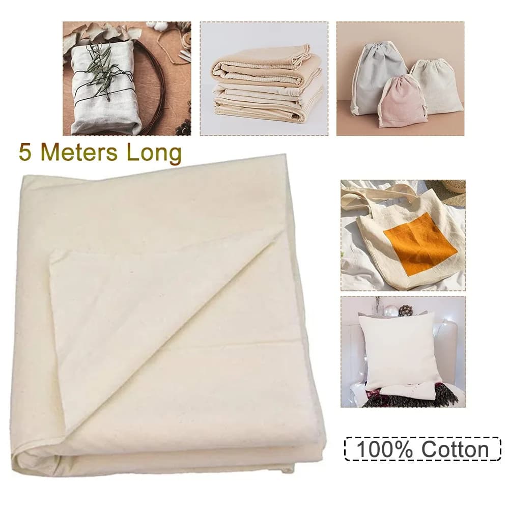 Tessuto in mussola/Tesstile non sbiancato - Tessuto drappeggiato - Naturale 5 m Peso medio 100% cotone 63 pollici. Ampio naturale non sbiancato