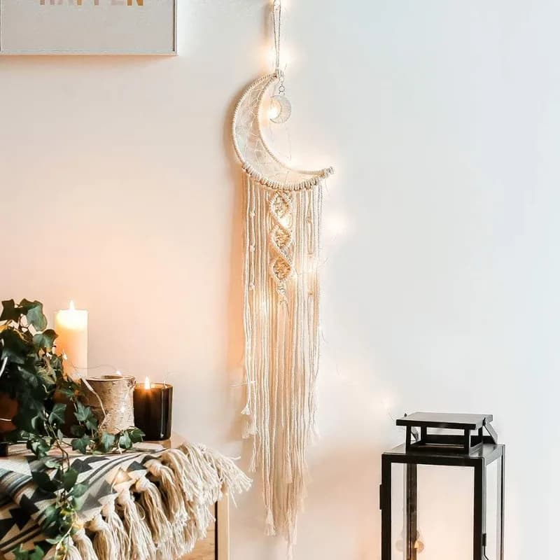 Macrame Dream Catcher Wall Hanging Boho Nordic Home Decor Moon Ramadan Decoration Baby Room Decoration for Kids Nursery Macrame