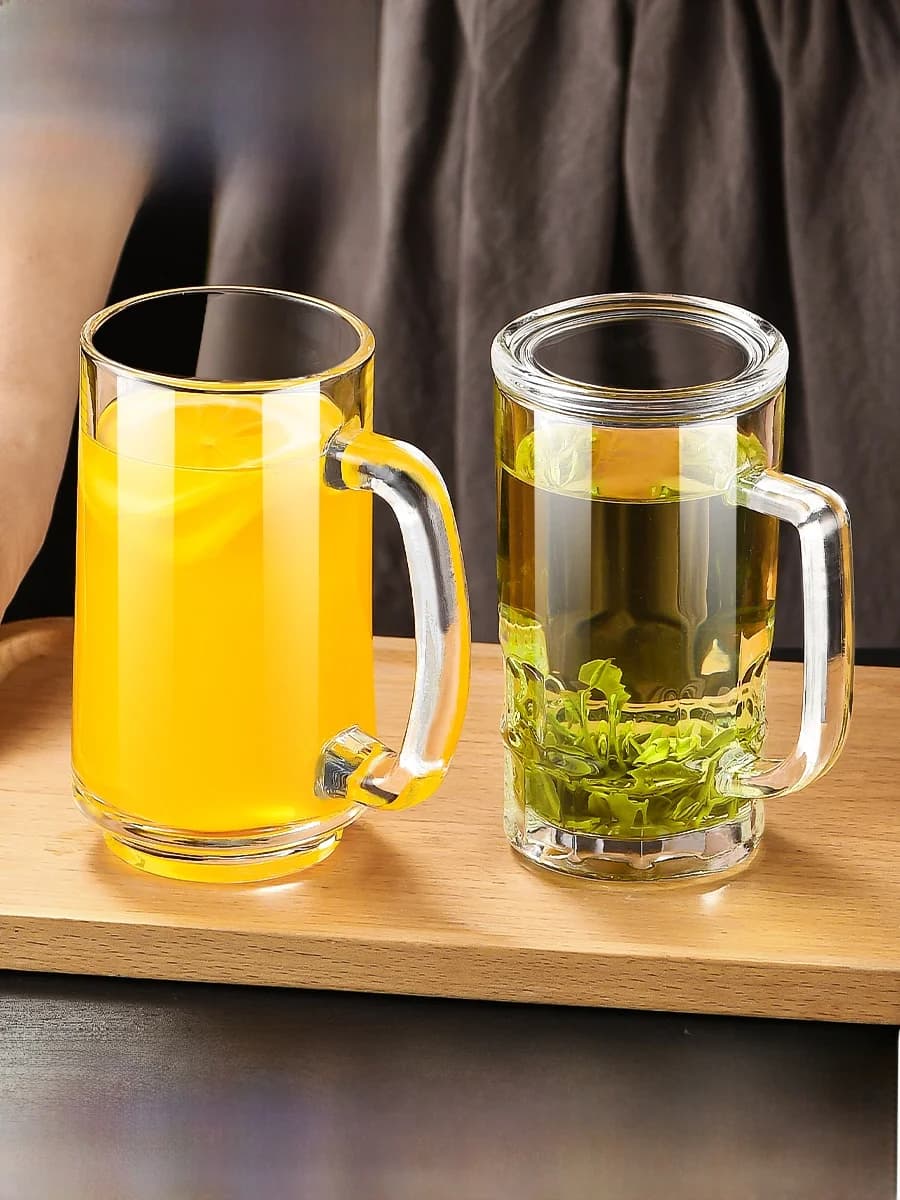 Heat Resistant Tempered Glass Cup with Handle for Tea Brewing And Beer Drinking Home Use Anti Fall Male Personal Cup