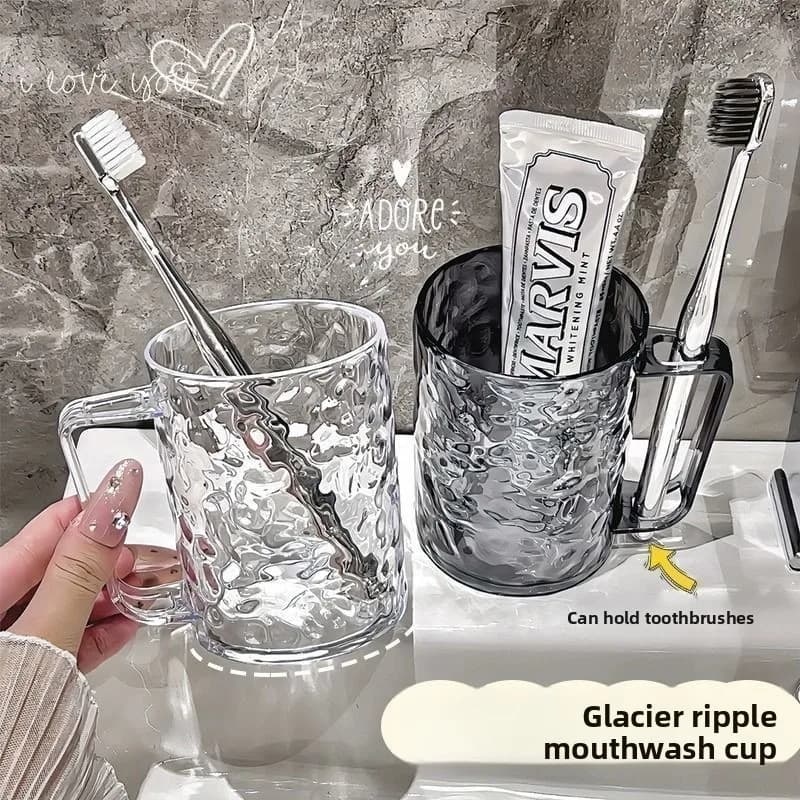 Portaspazzolino Trasparente con Design Ondulato, Tazza Infrangibile in Plastica per Risciacquo, Doppio Uso per Spazzolarsi i Denti e Bere, per Bagno di Casa