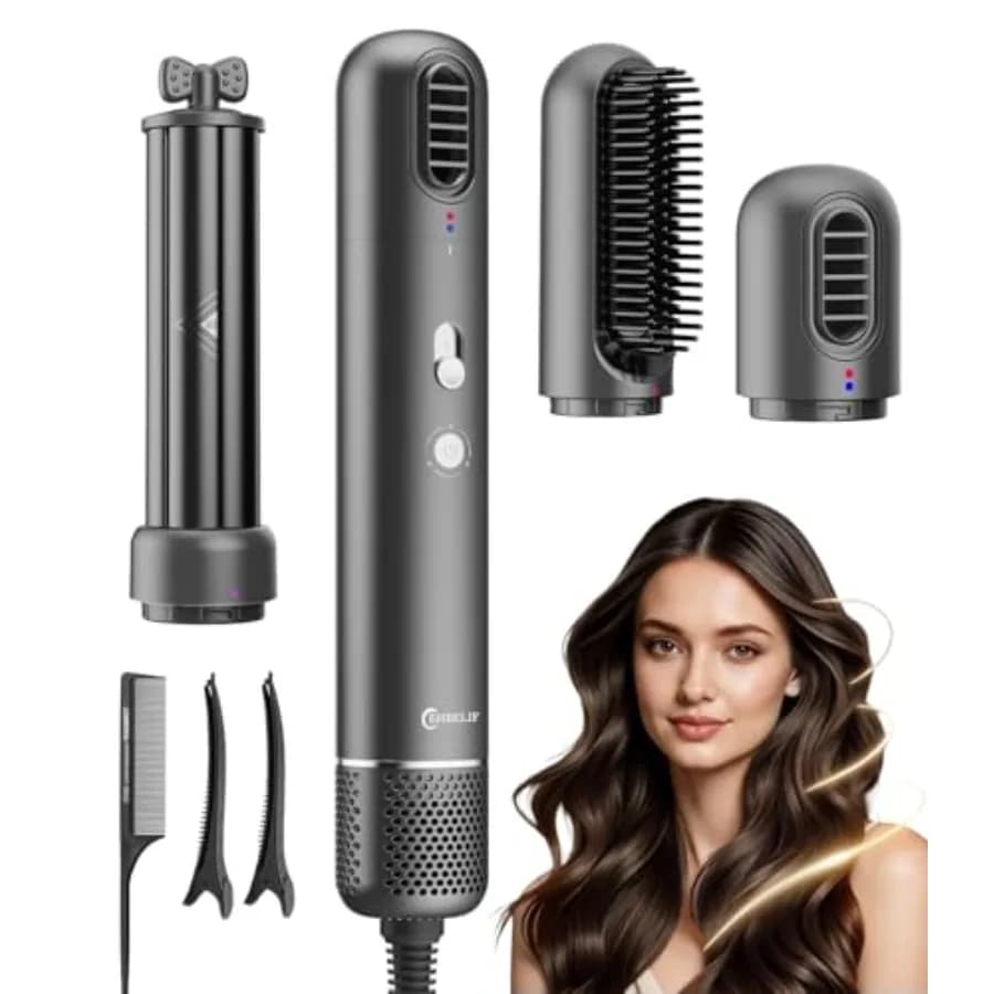 Set Styler per Capelli 3 in 1 con Asciugacapelli a Doppia Direzione, Spazzola Asciugacapelli Rapida con 8 Milioni di Ioni Negativi, Tutto in Uno