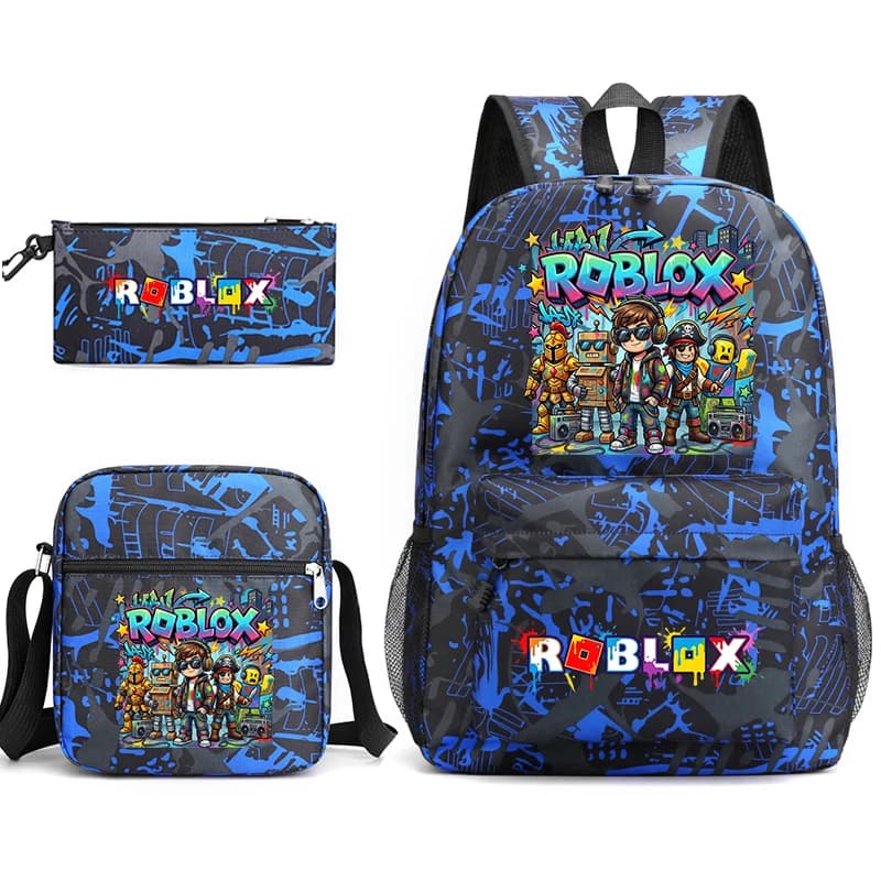 Set Zaino Scuola Roblox per Bambini e Bambine, Leggero con Astuccio e Borsa a Tracolla Abbinati per Studenti