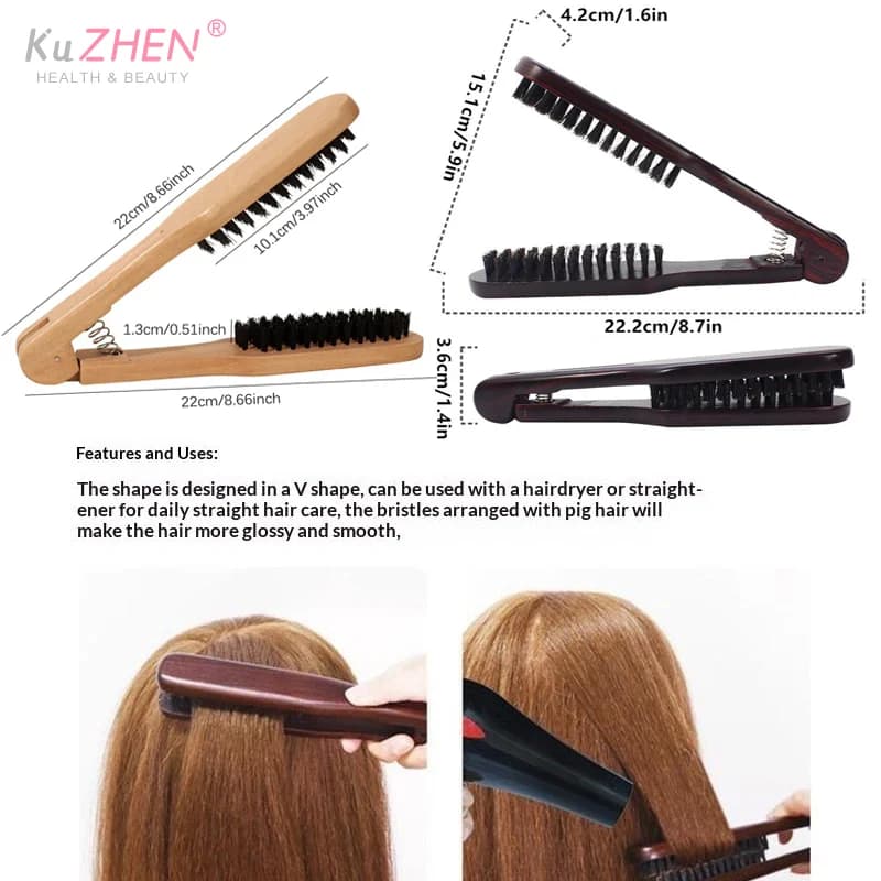 1 pz smoothing comb shaped V brush antistatic bristle plate for hair styling tool to smooth and districate