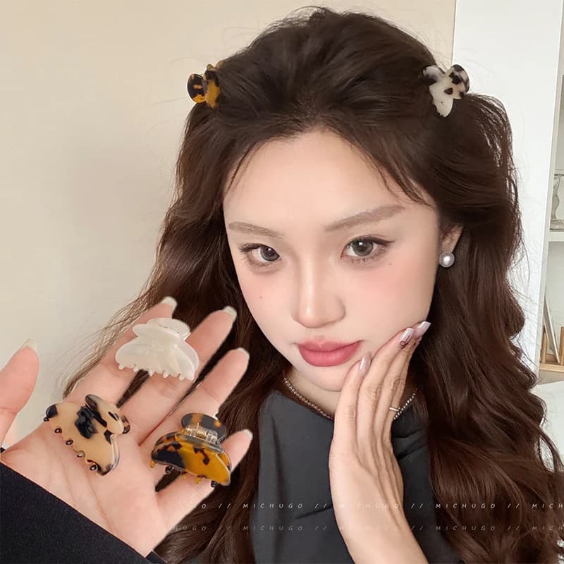 2 pezzi piccoli mini artigli per capelli fermagli per capelli in acetato dolce per le donne ragazza mollette morsetto per granchio coda di cavallo forcina accessori moda