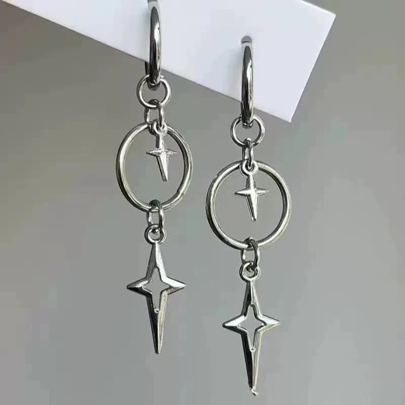Orecchini pendenti con stella croce punk personalizzati per uomo donna Y2K tendenza moda Rock Grunge anni '90 EMO fascino gioielli accessori regalo