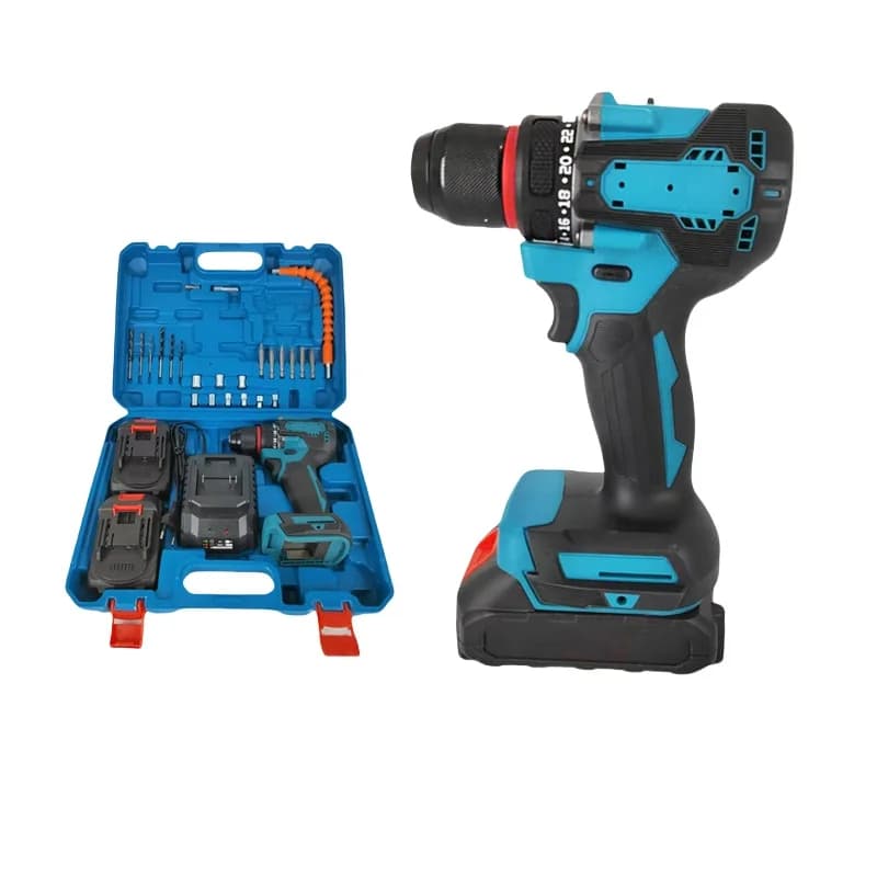 Set di strumenti combinati per la casa 21V Batteria portatile Trapano a batteria Trapano a percussione elettrico senza spazzole Kit di cacciaviti elettrici per mandrino in metallo