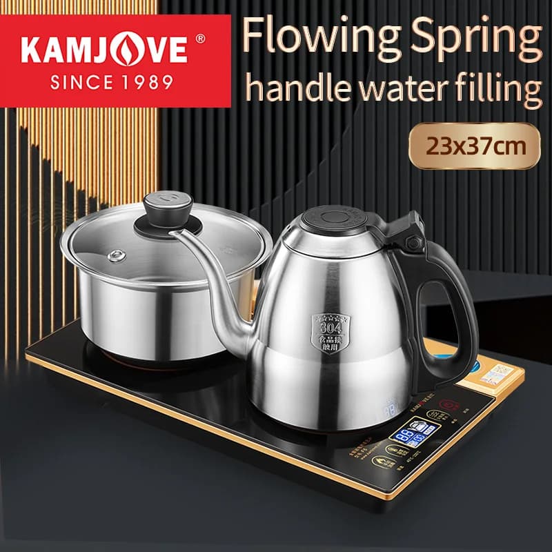 KAMJOVE Bollitore elettrico completamente intelligente con un solo tocco Scaldabagno primaverile che scorre bollente e disinfezione integrati