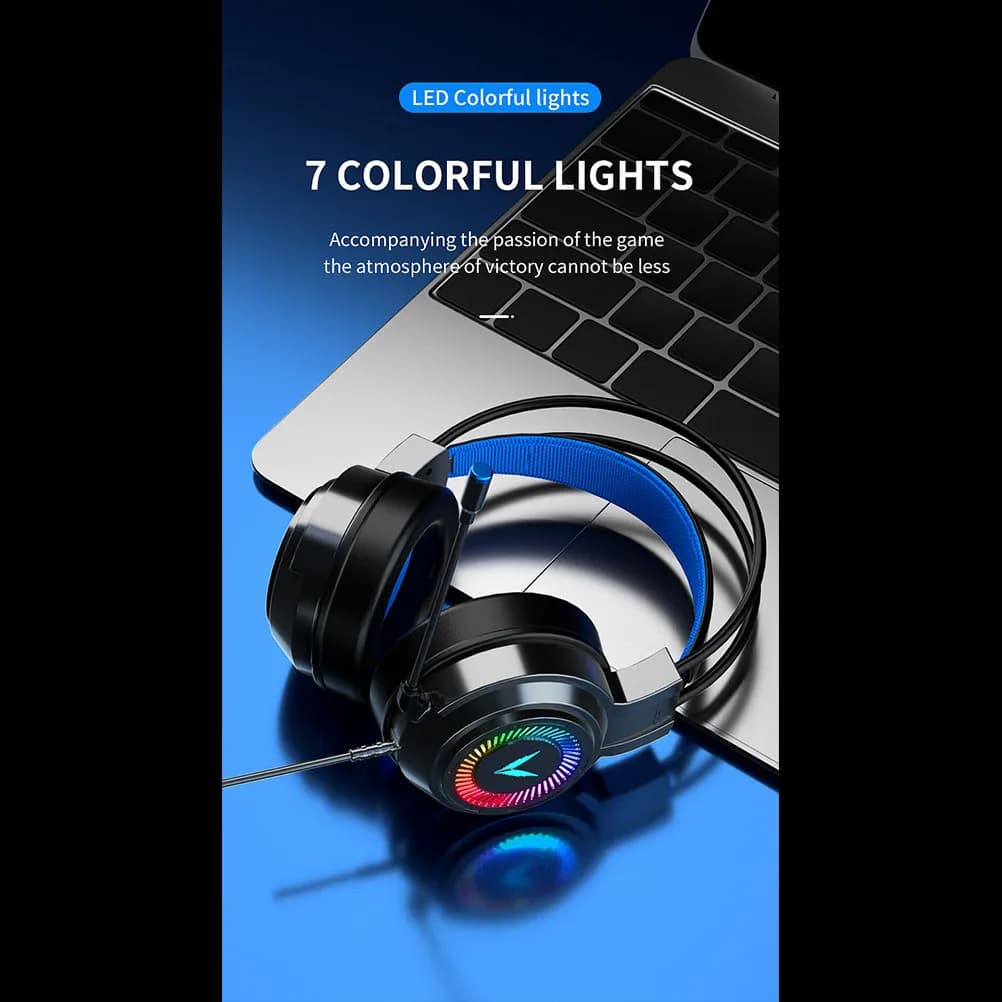 Cuffie da Gaming RGB con Driver da 50mm, Bassa Latenza, Audio Surround Stereo, Cuscinetti Traspiranti, Microfono con Cancellazione del Rumore, Compatibili con PC e Console