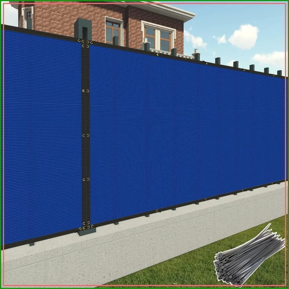Patio 6' x 50' Blue Privacy Screen Heavy Duty Windscreen Fabric Mesh Fencing for Porch, Balcony, Pool, Outdoor Wall