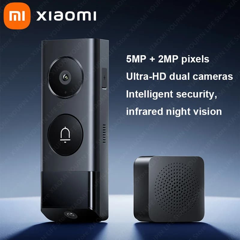 Campanello Intelligente Xiaomi 4 Pro Ultra HD con Doppia Fotografia, Visione Notturna, Sensore a Infrarossi e Luce Ambientale, Regalo AI Smart Mi