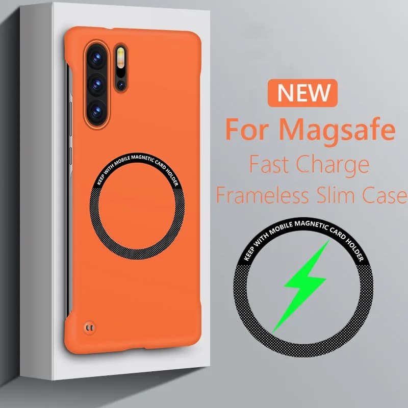 Custodia magnetica senza cornice per custodia sottile Magsafe per Huawei P30 Pro P40 P50 Pro P30Pro 5G Cover posteriore rigida con ricarica wireless