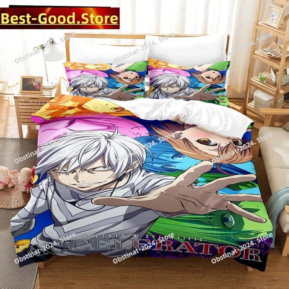 Fashion Anime Un certo set di biancheria da letto con acceleratore scientifico Set letto singolo matrimoniale king size Copripiumino per camera da letto per ragazzo adulto
