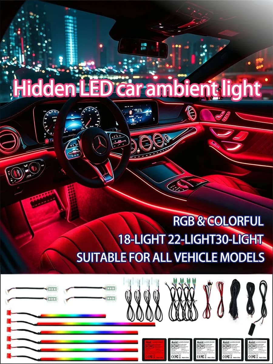 30in1 Symphony Car Ambient Light 128 Color Universal Car Interior LED Strip Acrylic Backlight Guide Symphony Atmosphere Lamp