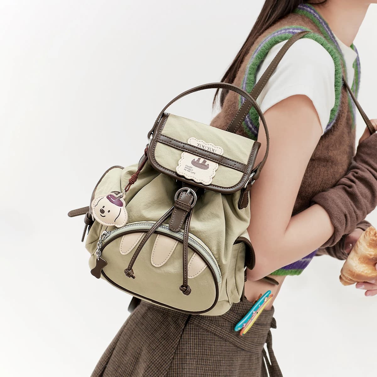 Zaino in nylon TOUTOU per ragazza da viaggio all'aperto Zaino piccolo leggero Zaino di alta bellezza per pendolari di marca originale di design