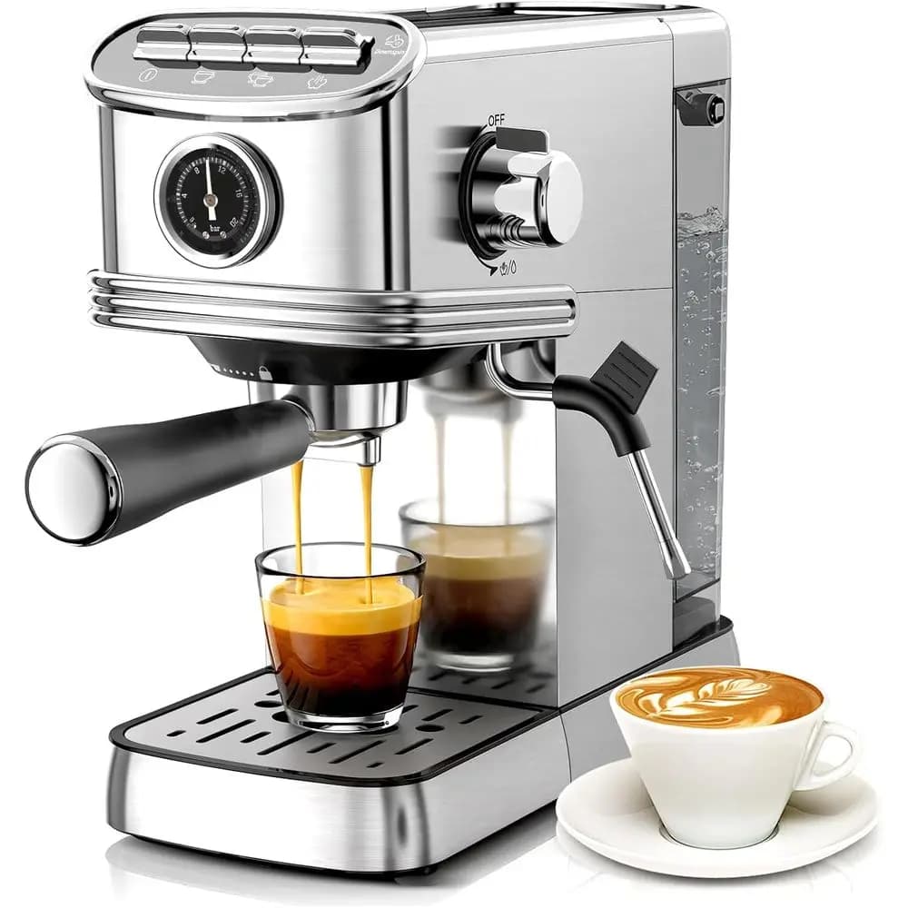 20 once. Macchina per Espresso con Montalatte, Lancia Vapore, Serbatoio Acqua Rimovibile per Latte e Cappuccino a Casa o in Ufficio