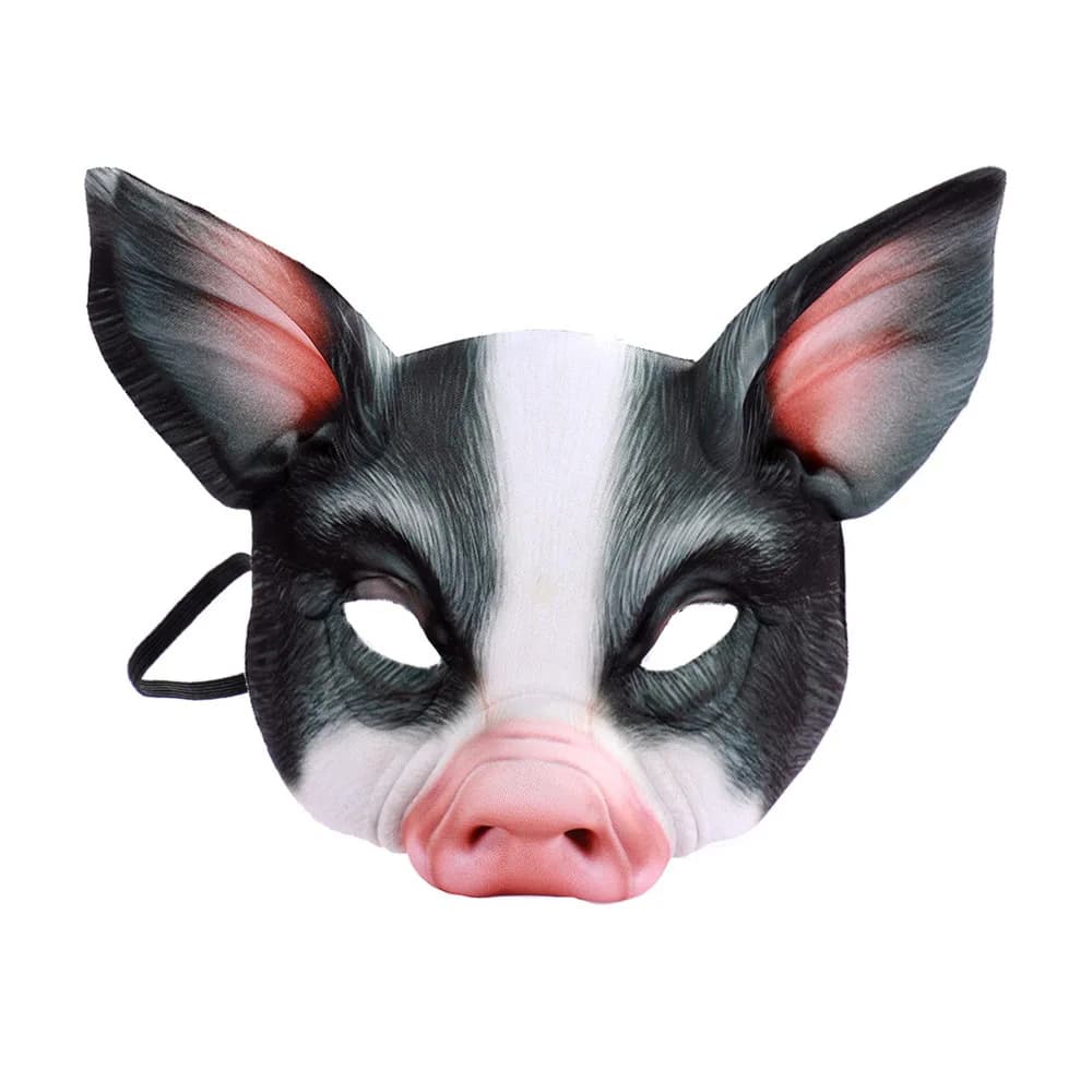 Funny Half-Face Animal Pig Mask for Halloween Mardi Gras Carnival Masquerade Party Cosplay Dress Up Accessories