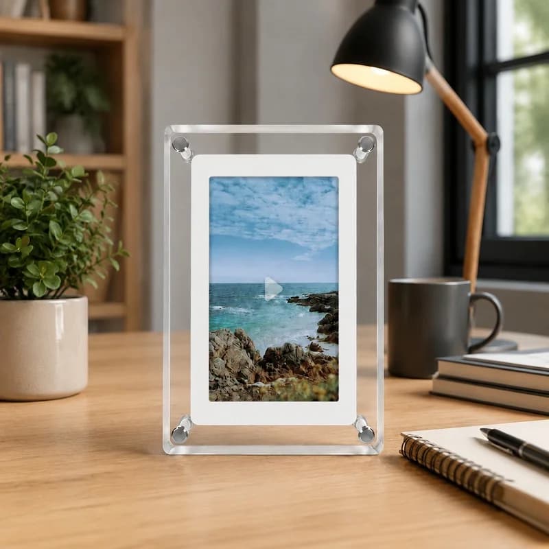Rechargeable 5/7" IPS Digital Photo Display, Vertical Acrylic Frame with 4GB Memory and 1200mAh Battery for Images
