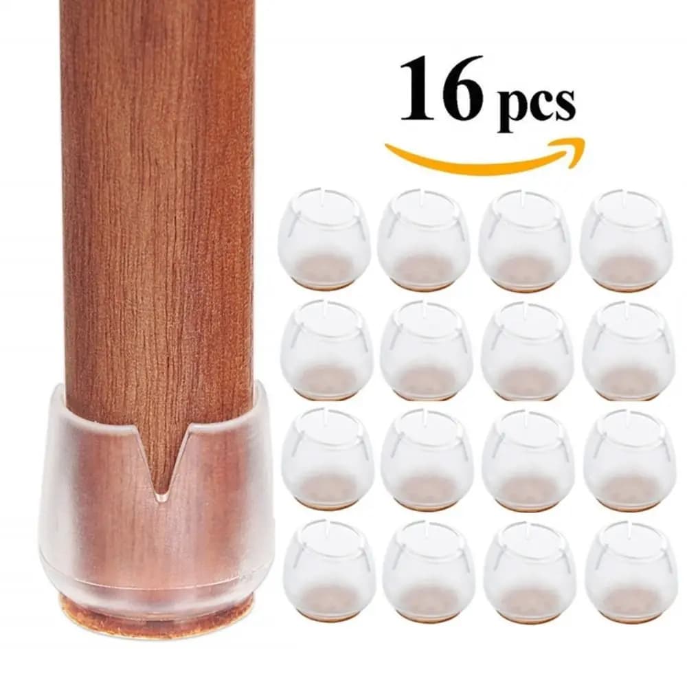 Set di 16 Coprisedili Rotondi Antiscivolo Multiuso, Tappi Silenziosi in PVC per Gambe di Sedie con Feltro, Coperture per Piedi di Mobili