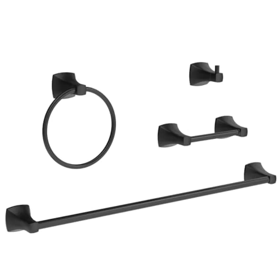 Set di 4 Accessori per Bagno in Acciaio Inox e Lega di Zinco: Portasciugamani, Gancio per Accappatoio, Porta Carta Igienica